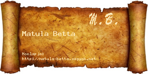 Matula Betta névjegykártya